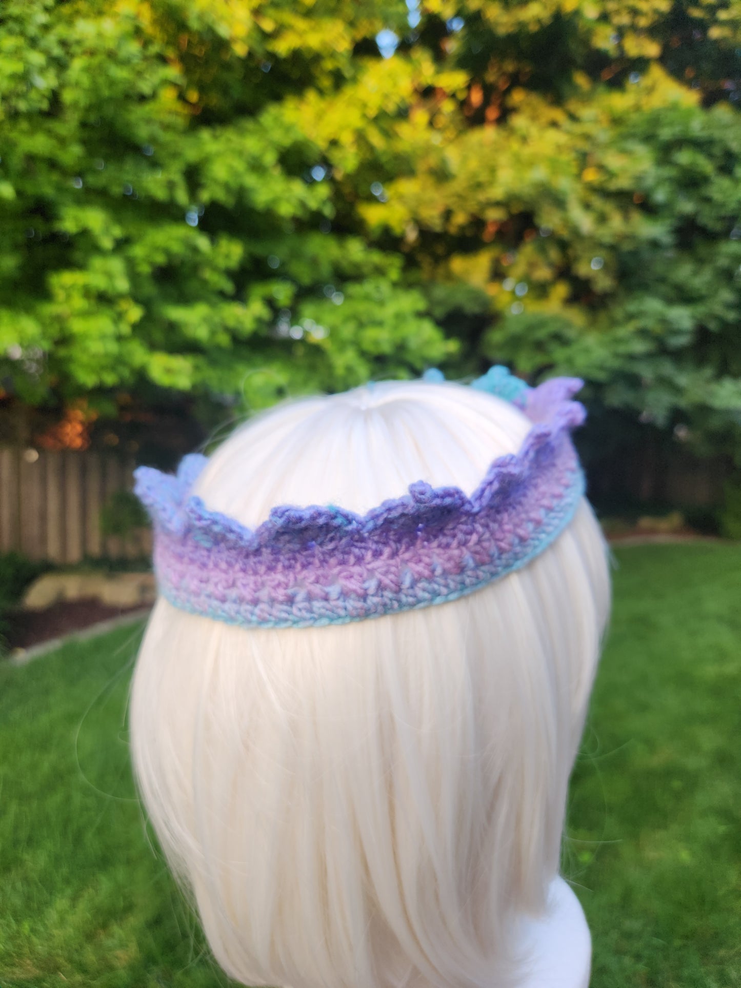 crochet crown ~ mermaid multicoloured, size medium