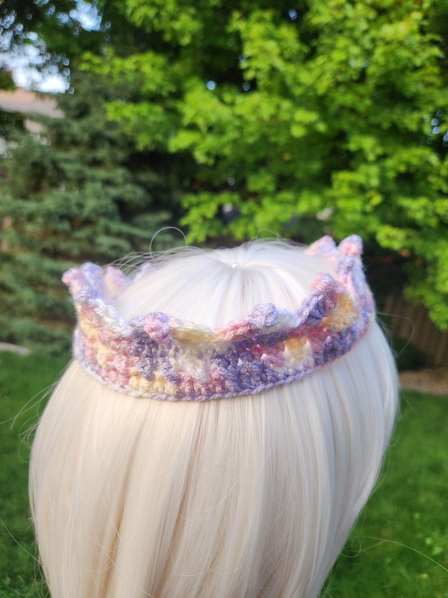 crochet crown ~ princess multicoloured, size medium