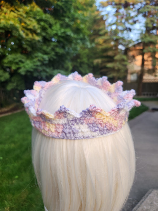 crochet crown ~ princess multicoloured, size medium